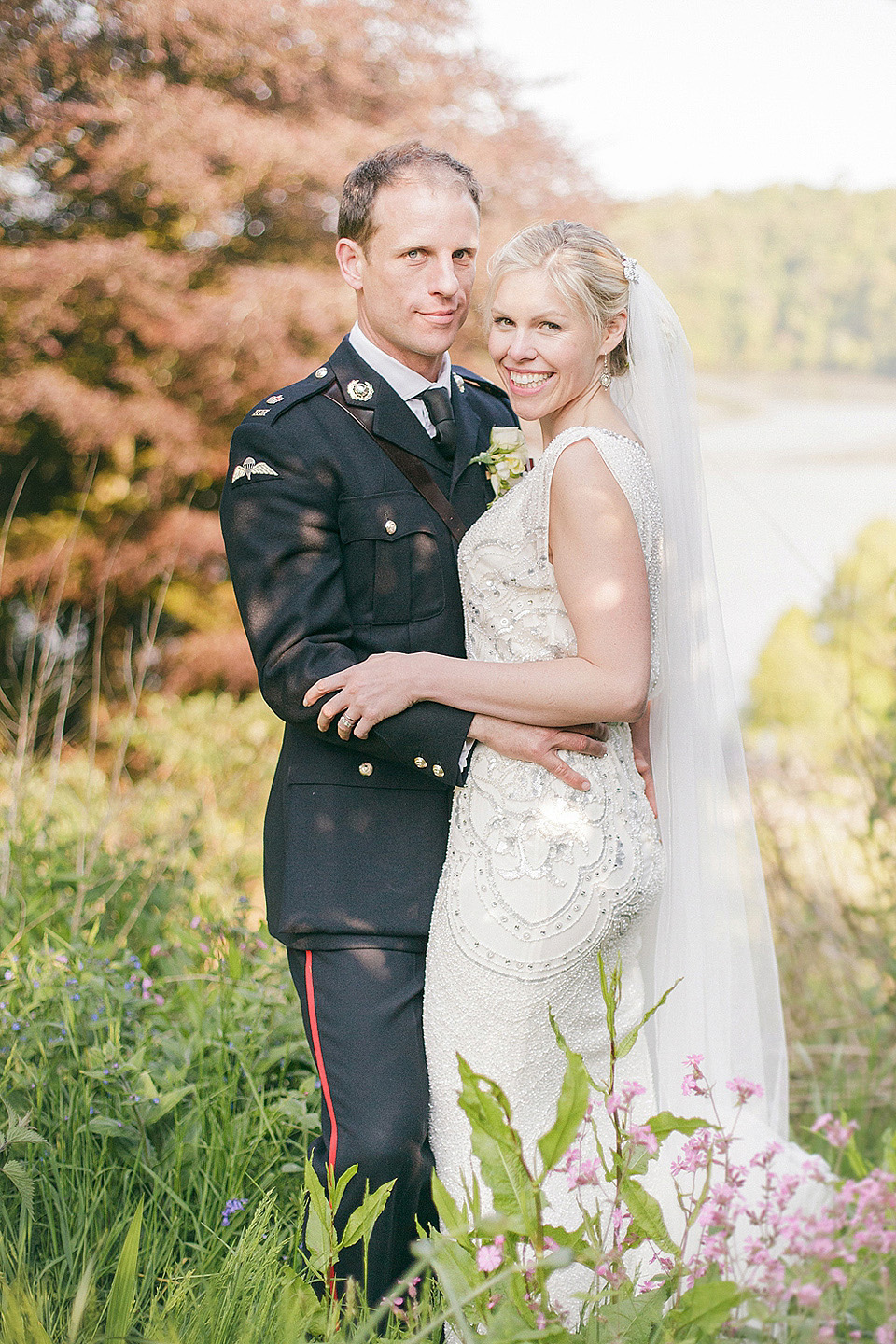 sarah gawler photography, pentillie castle weddings, spring weddings, esme jenny packham, bridesmaids in white