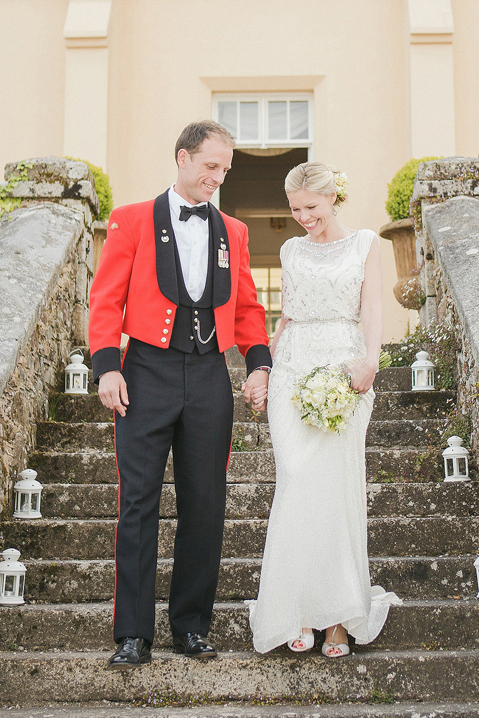 sarah gawler photography, pentillie castle weddings, spring weddings, esme jenny packham, bridesmaids in white