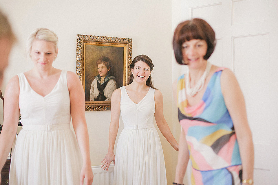 sarah gawler photography, pentillie castle weddings, spring weddings, esme jenny packham, bridesmaids in white