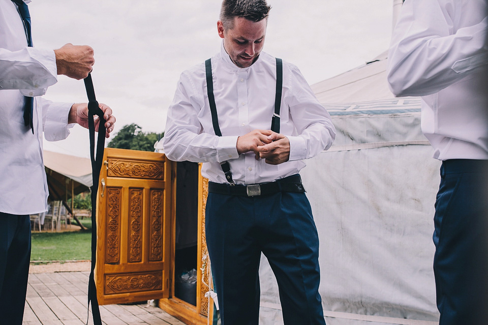 A bride wearing San Patrick for her Humanist handfasting ceremony at Talton Lodge. Photography by Sara Lincoln.