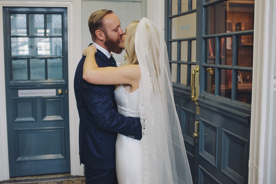 slipper satin, charlie brear, london pub wedding, LM Weddings Photography