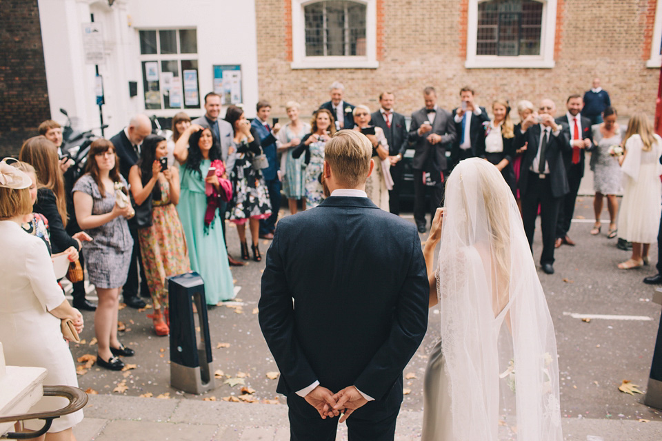 slipper satin, charlie brear, london pub wedding, LM Weddings Photography