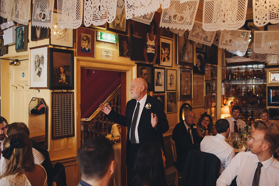 slipper satin, charlie brear, london pub wedding, LM Weddings Photography