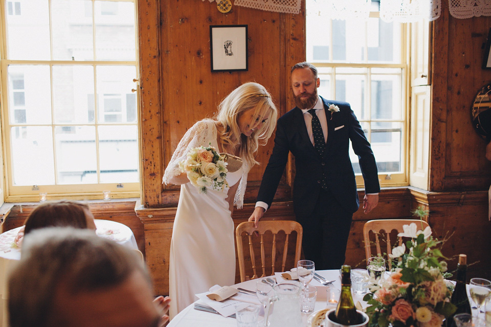 slipper satin, charlie brear, london pub wedding, LM Weddings Photography