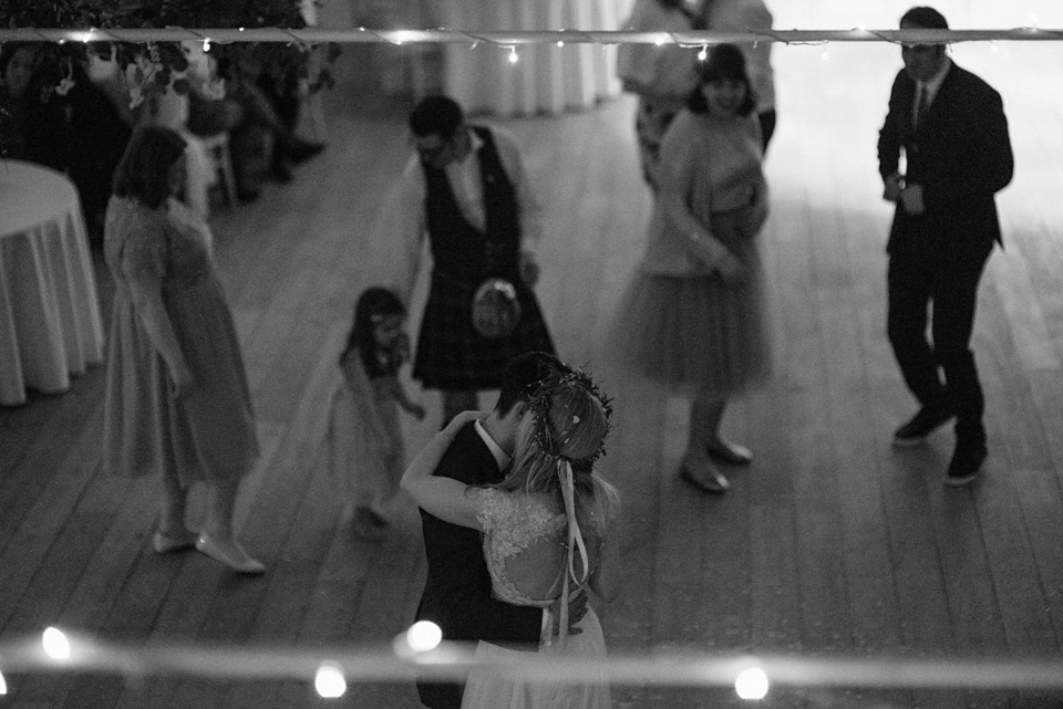 A wedding at Crear on the West Coast of Scotland, featuring moss and antlers and a Midsummer Nights Dream style bride in her Rowanjoy dress and floral circlet by Myrtle & Bracken Florists. Images by Kitchener Photography. crear, scotland, kitchener photography, worldly nomad fimls, myrtle and bracken, midsummer nights dream