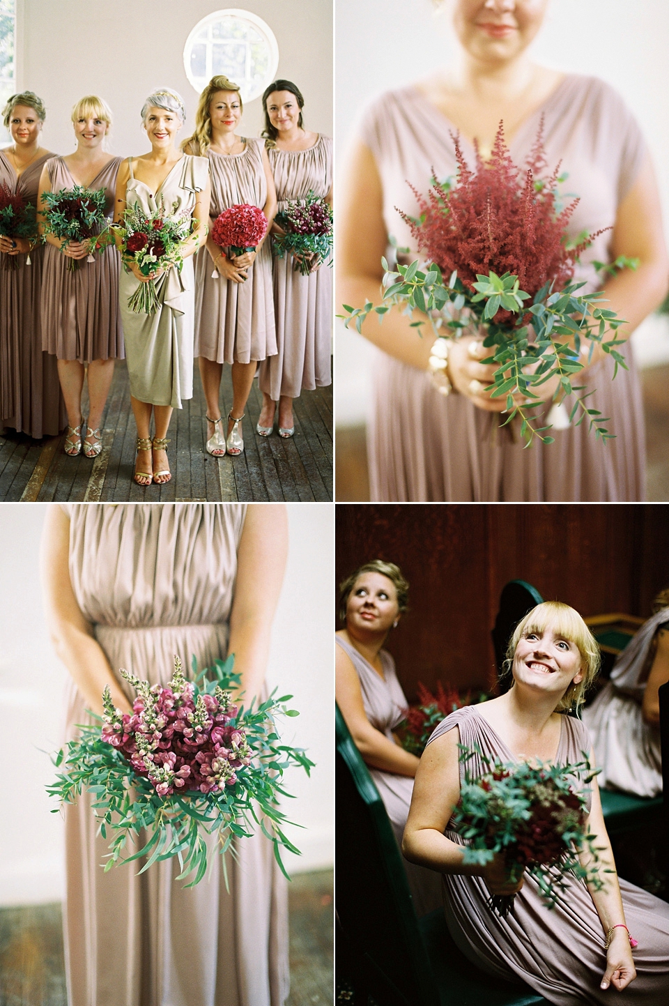 bridesmaids in pale pink