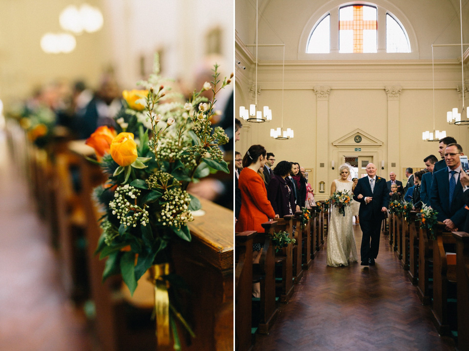 A Sarah Seven Sequin Dress for a Glamorous Autumn Wedding at Hampton Court House. Images by Eclection Photography.