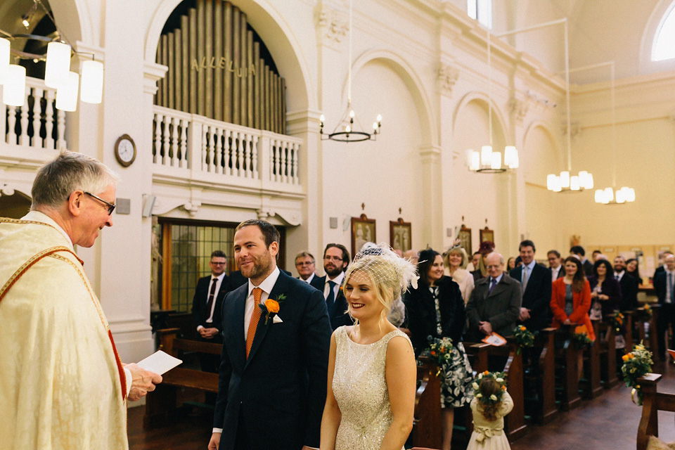 A Sarah Seven Sequin Dress for a Glamorous Autumn Wedding at Hampton Court House. Images by Eclection Photography.