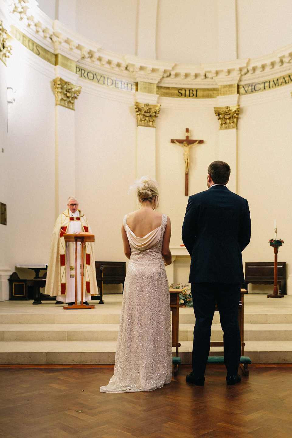 A Sarah Seven Sequin Dress for a Glamorous Autumn Wedding at Hampton Court House. Images by Eclection Photography.