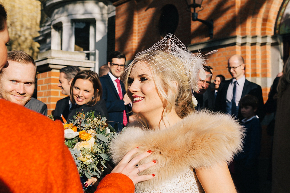 A Sarah Seven Sequin Dress for a Glamorous Autumn Wedding at Hampton Court House. Images by Eclection Photography.