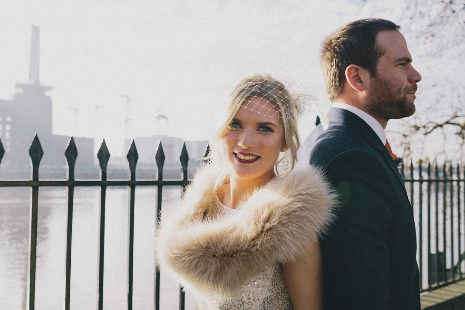 A Sarah Seven Sequin Dress for a Glamorous Autumn Wedding at Hampton Court House. Images by Eclection Photography.