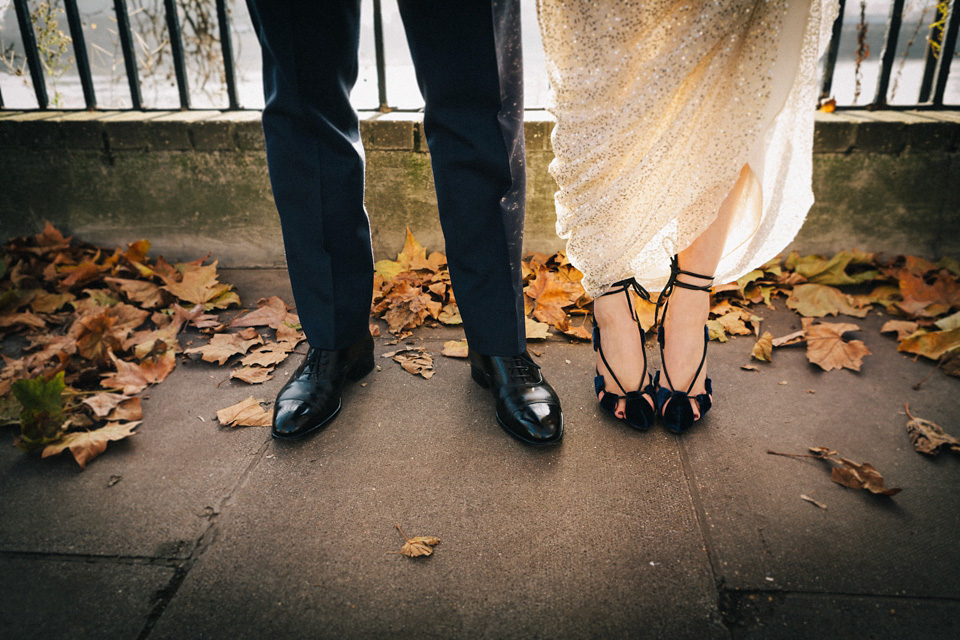 A Sarah Seven Sequin Dress for a Glamorous Autumn Wedding at Hampton Court House. Images by Eclection Photography.