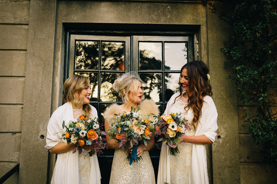 A Sarah Seven Sequin Dress for a Glamorous Autumn Wedding at Hampton Court House. Images by Eclection Photography.