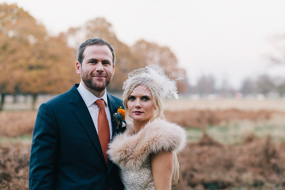 A Sarah Seven Sequin Dress for a Glamorous Autumn Wedding at Hampton Court House. Images by Eclection Photography.