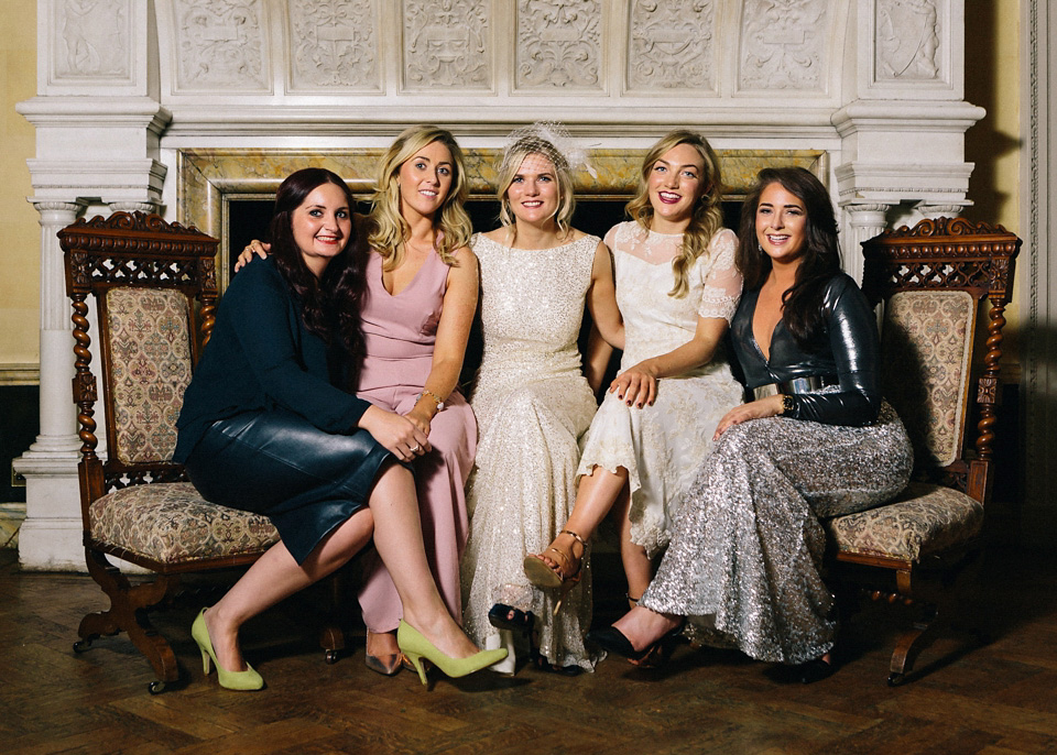 A Sarah Seven Sequin Dress for a Glamorous Autumn Wedding at Hampton Court House. Images by Eclection Photography.