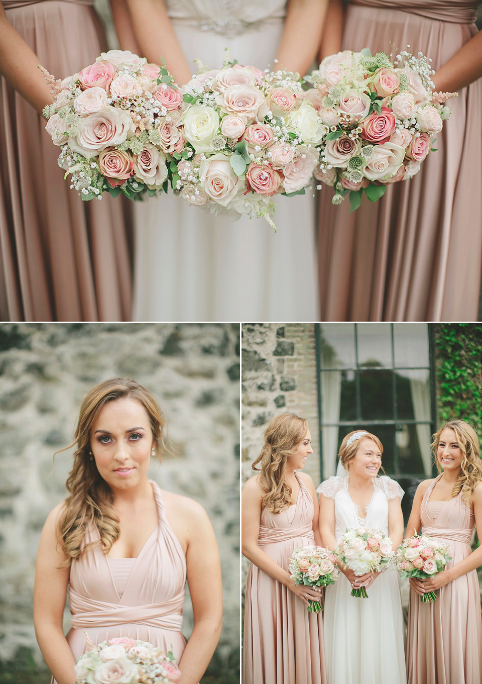 rose pink wedding, dentelle by jenny packham, elegant romantic wedding