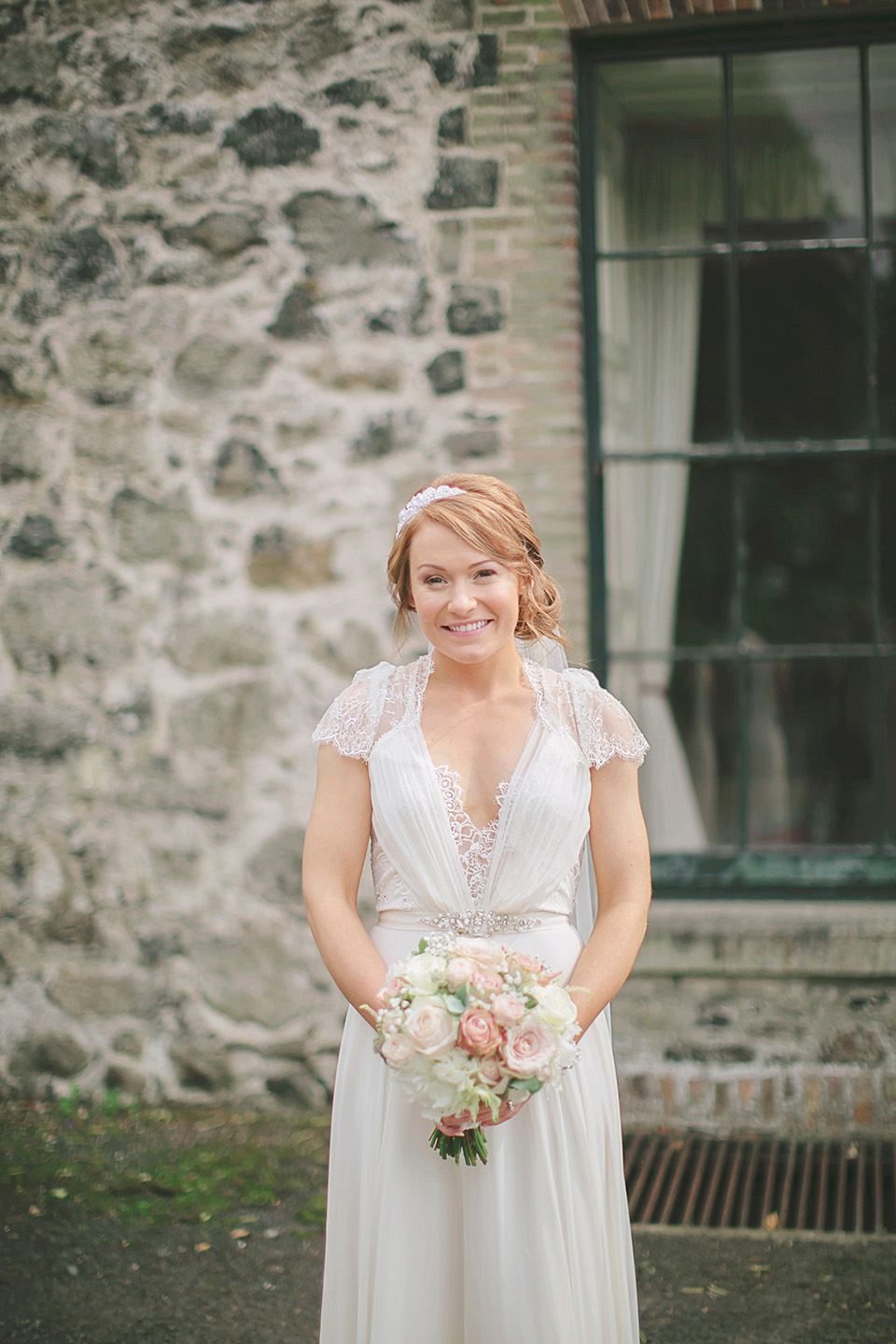 rose pink wedding, dentelle by jenny packham, elegant romantic wedding