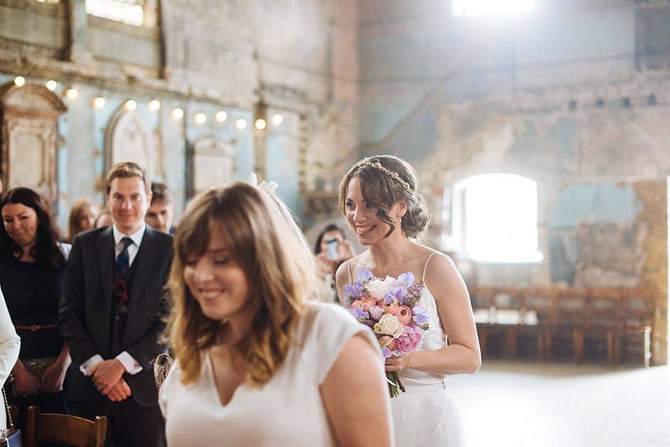 charlie brear, sequin wedding dress, the asylum peckham, london bride, london weddings, angela ward-brown photography