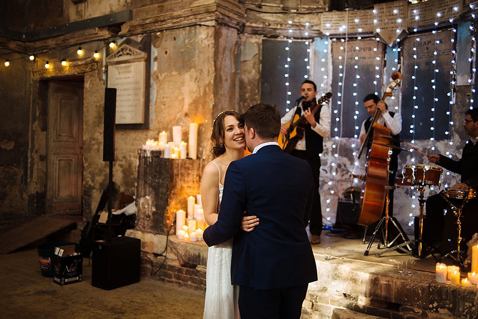 charlie brear, sequin wedding dress, the asylum peckham, london bride, london weddings, angela ward-brown photography