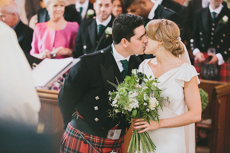 An elegant Halfpenny London dress for an Art Deco and Celtic inspired wedding.  Photography by McKinley Rodgers.