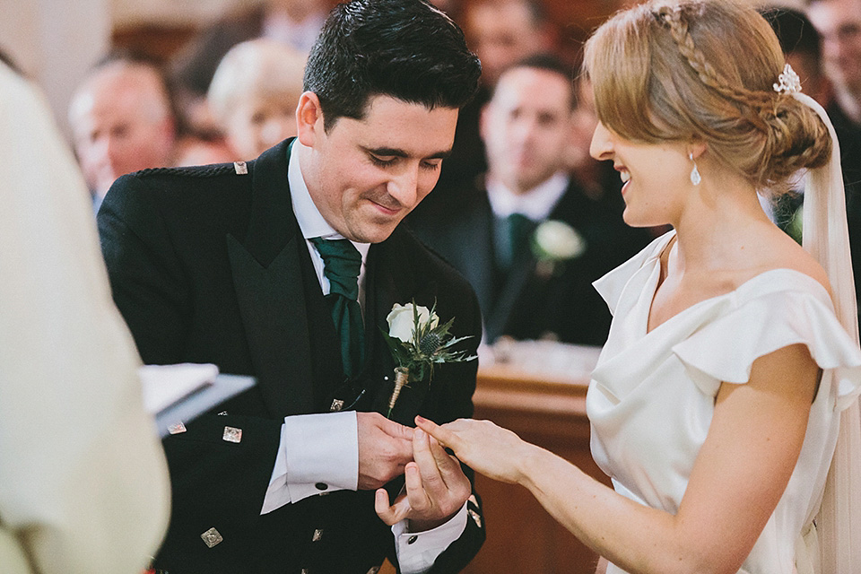 An elegant Halfpenny London dress for an Art Deco and Celtic inspired wedding.  Photography by McKinley Rodgers.