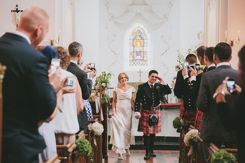 An elegant Halfpenny London dress for an Art Deco and Celtic inspired wedding.  Photography by McKinley Rodgers.