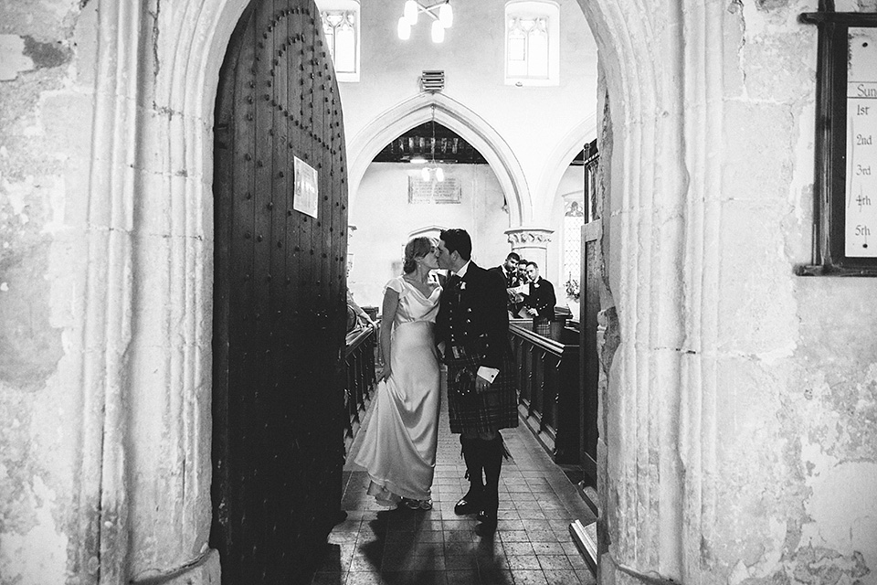 An elegant Halfpenny London dress for an Art Deco and Celtic inspired wedding.  Photography by McKinley Rodgers.