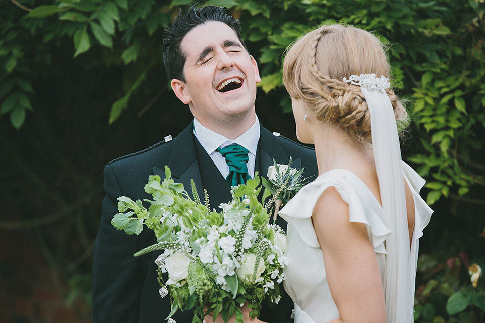 An elegant Halfpenny London dress for an Art Deco and Celtic inspired wedding.  Photography by McKinley Rodgers.