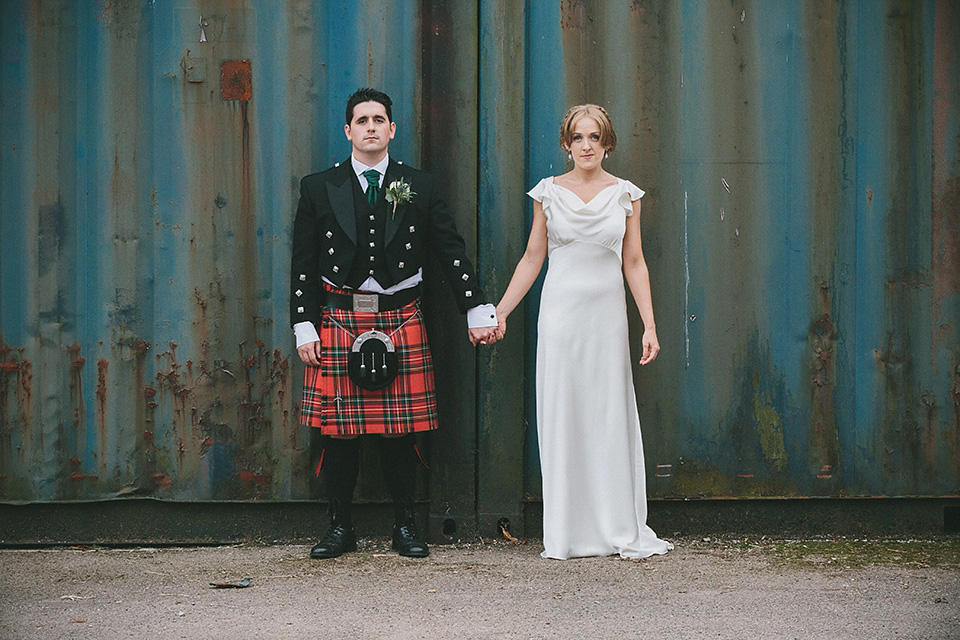 An elegant Halfpenny London dress for an Art Deco and Celtic inspired wedding.  Photography by McKinley Rodgers.