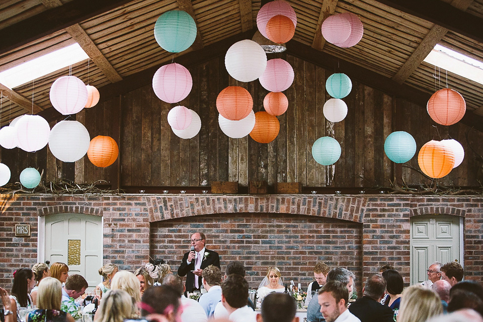 Bridesmaids in mint green, a peach wedding bouquet and a herb plants table plan for a delightfully rustic Summer barn wedding in Cheshire. Photography by Jonny Draper. bridesmaids in mint green, ted baker bridesmaids dresses, summer wedding, rustic barn wedding, peach wedding bouquet, jonny draper photography