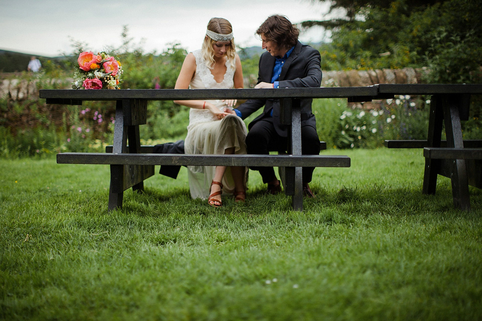 boho bride, elopement, woodland elopement, scottish wedding, flannels australia wedding dress, christopher currie photography, intimate outdoor wedding, humanist wedding, handfasting ribbons