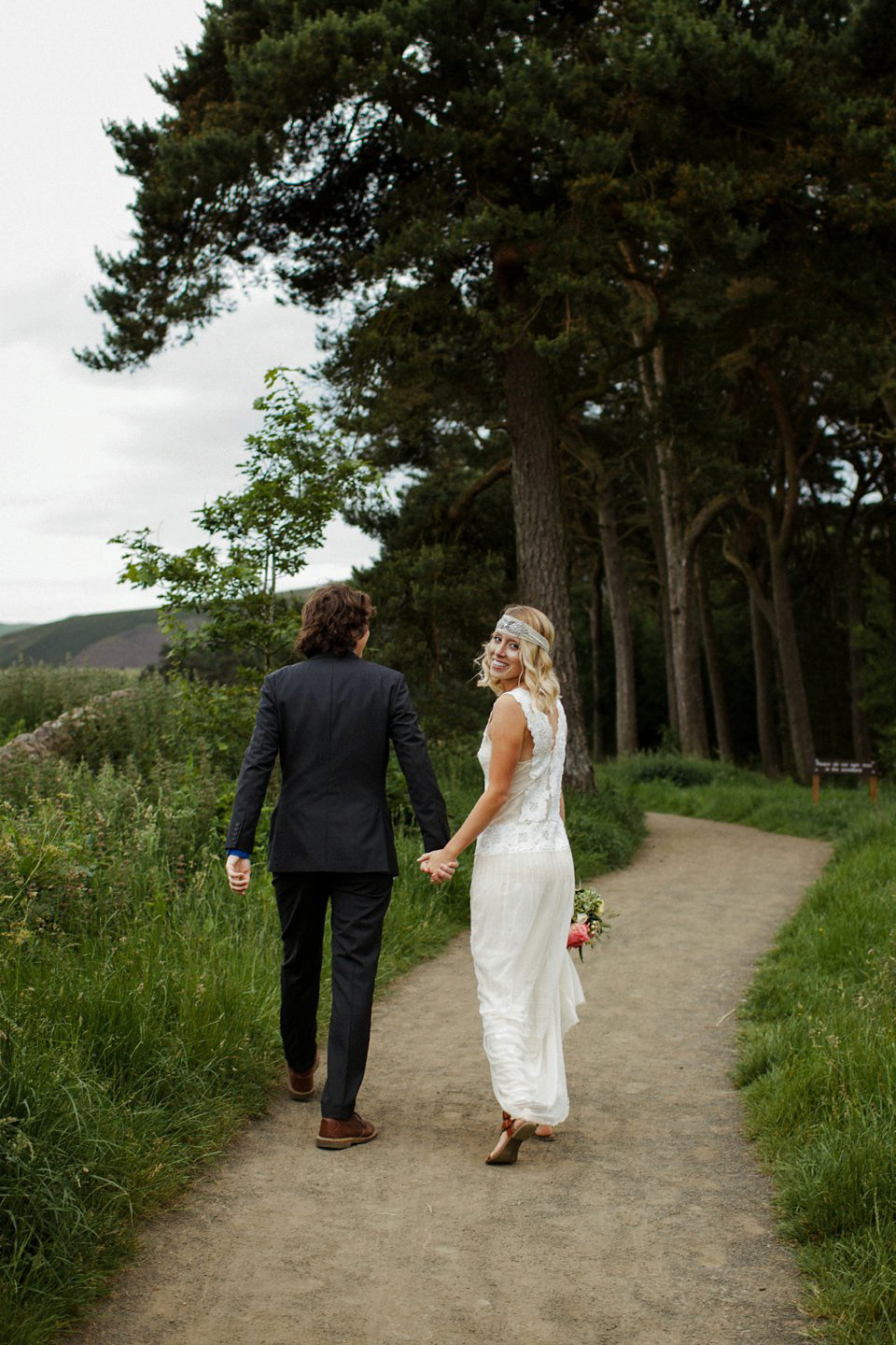 boho bride, elopement, woodland elopement, scottish wedding, flannels australia wedding dress, christopher currie photography, intimate outdoor wedding, humanist wedding, handfasting ribbons