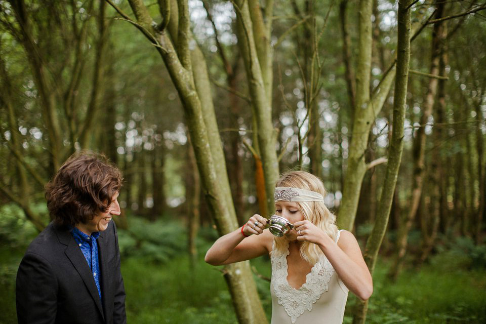 boho bride, elopement, woodland elopement, scottish wedding, flannels australia wedding dress, christopher currie photography, intimate outdoor wedding, humanist wedding, handfasting ribbons