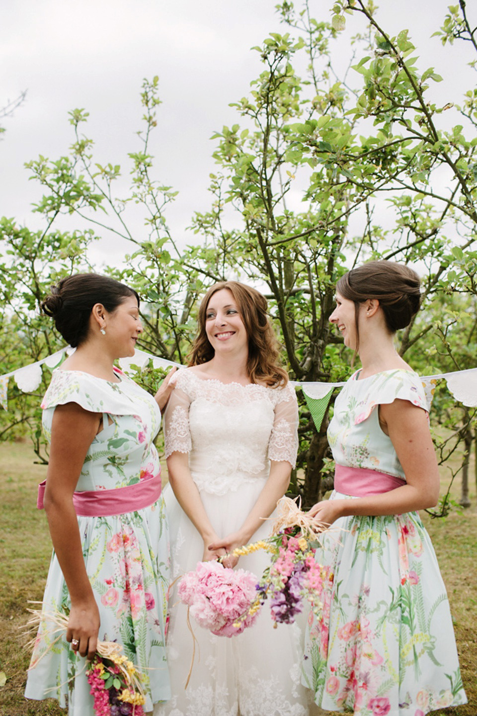 village hall wedding, orchard weddings, maggie sottero, joanna brown photography, 1950s style wedding dress, ted baker bridesmaids dresses, floral bridesmaids dress