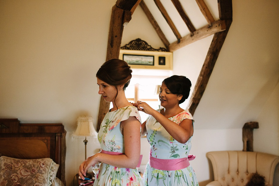 village hall wedding, orchard weddings, maggie sottero, joanna brown photography, 1950s style wedding dress, ted baker bridesmaids dresses, floral bridesmaids dress