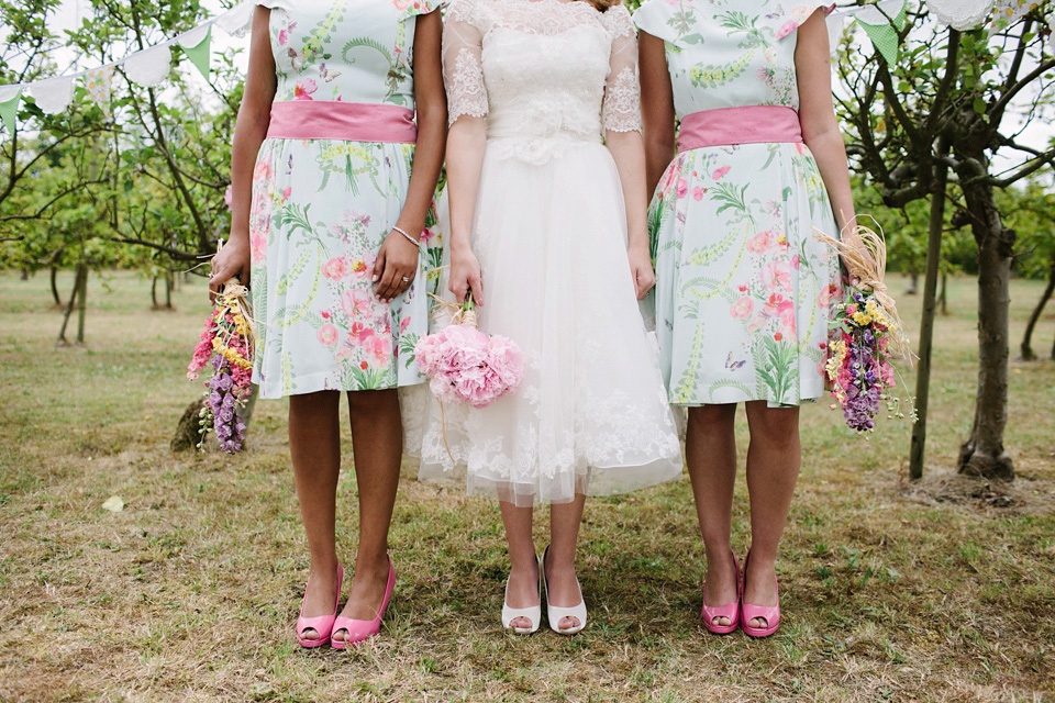 village hall wedding, orchard weddings, maggie sottero, joanna brown photography, 1950s style wedding dress, ted baker bridesmaids dresses, floral bridesmaids dress