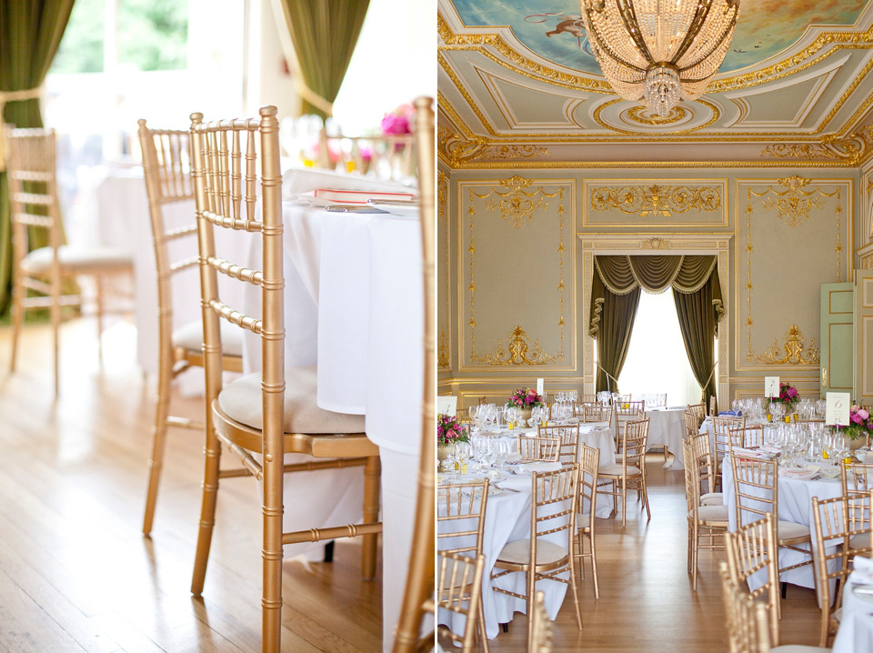 Tatyana Merenyuk wedding dress, black tie wedding, pink peonies, wedding peonies, Chinese bride, Fetcham Park Wedding Venue, Surrey. Photography by Emma Sekhon.