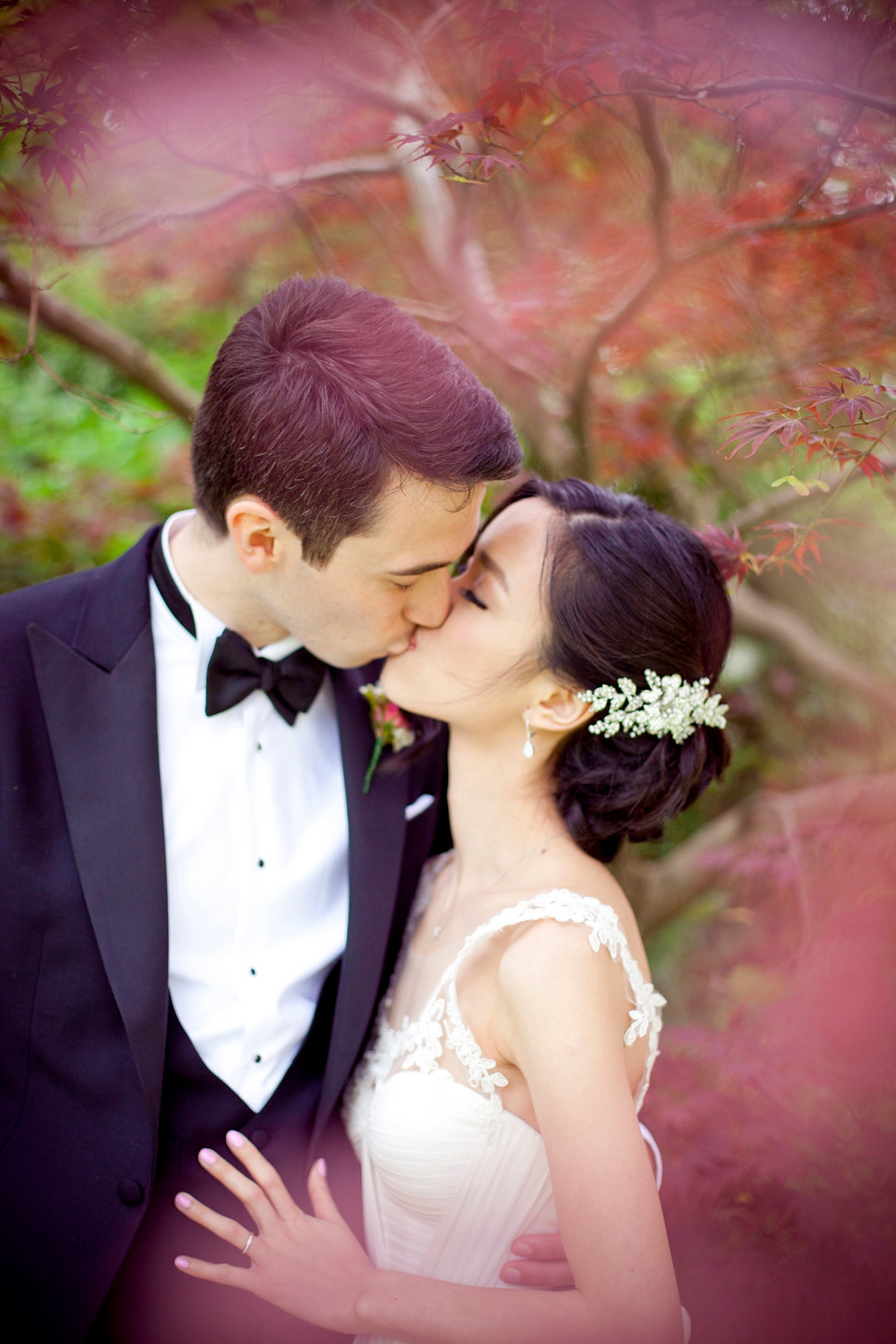 Tatyana Merenyuk wedding dress, black tie wedding, pink peonies, wedding peonies, Chinese bride, Fetcham Park Wedding Venue, Surrey. Photography by Emma Sekhon.