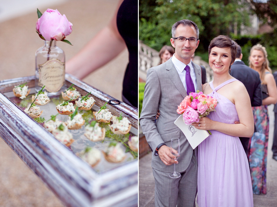 Tatyana Merenyuk wedding dress, black tie wedding, pink peonies, wedding peonies, Chinese bride, Fetcham Park Wedding Venue, Surrey. Photography by Emma Sekhon.