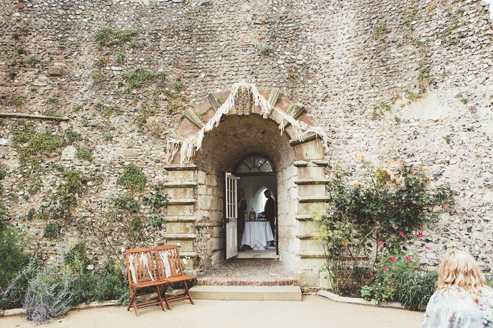 Boho Luxe wedding, Lewes Castle wedding ceremony, barn wedding, boho bride, bohemian bride, pastel paper pom poms, maryanneweddings.com Photography