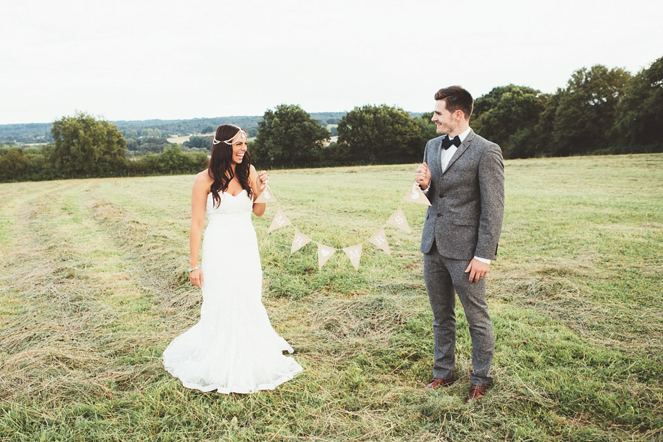 Boho Luxe wedding, Lewes Castle wedding ceremony, barn wedding, boho bride, bohemian bride, pastel paper pom poms, maryanneweddings.com Photography