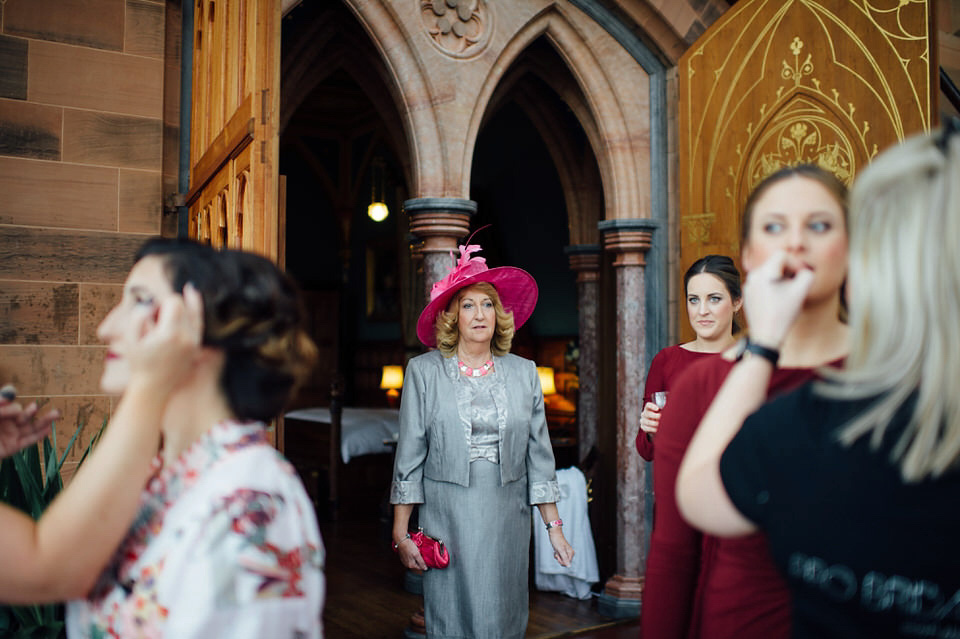 Mount Stuart Isle of Bute, Wedding in Scotland, YolanCri wedding dress, Hollywood glamour inspired bride, bride in red lipstick, burgundy bridesmaids dresses, Humanist wedding // All images by Lisa Devine Photography.