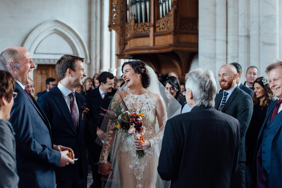 Mount Stuart Isle of Bute, Wedding in Scotland, YolanCri wedding dress, Hollywood glamour inspired bride, bride in red lipstick, burgundy bridesmaids dresses, Humanist wedding // All images by Lisa Devine Photography.