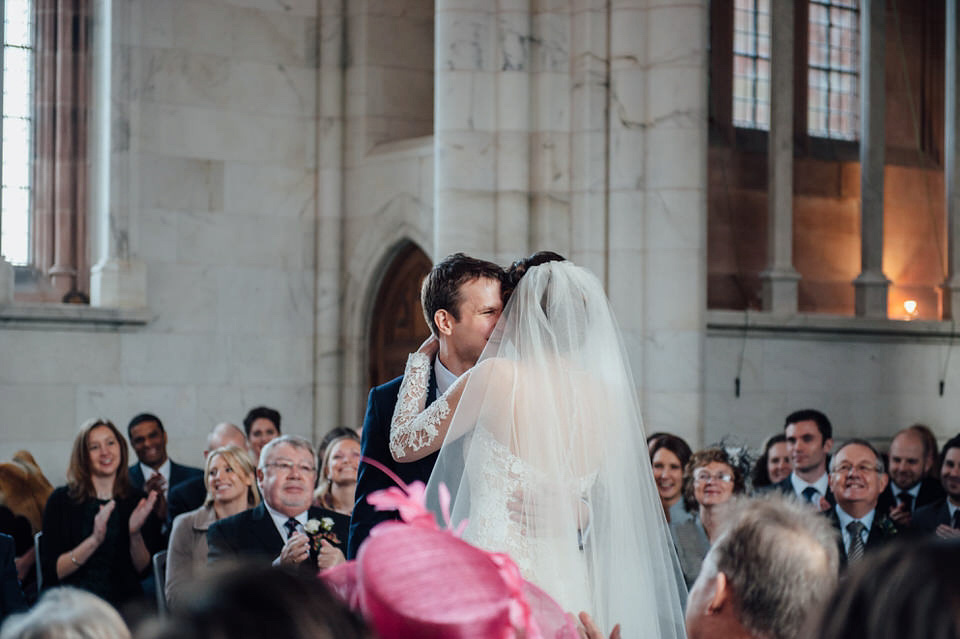 Mount Stuart Isle of Bute, Wedding in Scotland, YolanCri wedding dress, Hollywood glamour inspired bride, bride in red lipstick, burgundy bridesmaids dresses, Humanist wedding // All images by Lisa Devine Photography.