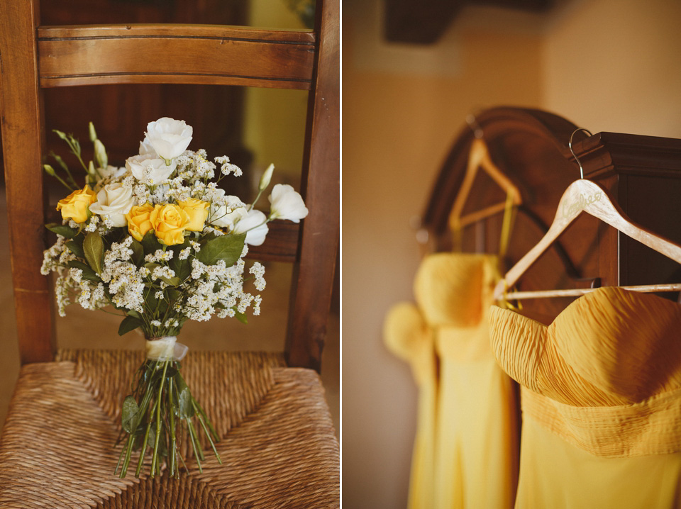 Tuscany wedding, Italian wedding, wedding in Italy, Johanna Hehir gown, Charity shop wedding dress, Oxfam wedding dress, homespun wedding, yellow wedding, yellow bridesmaids dresses // Photography by Ed Peers