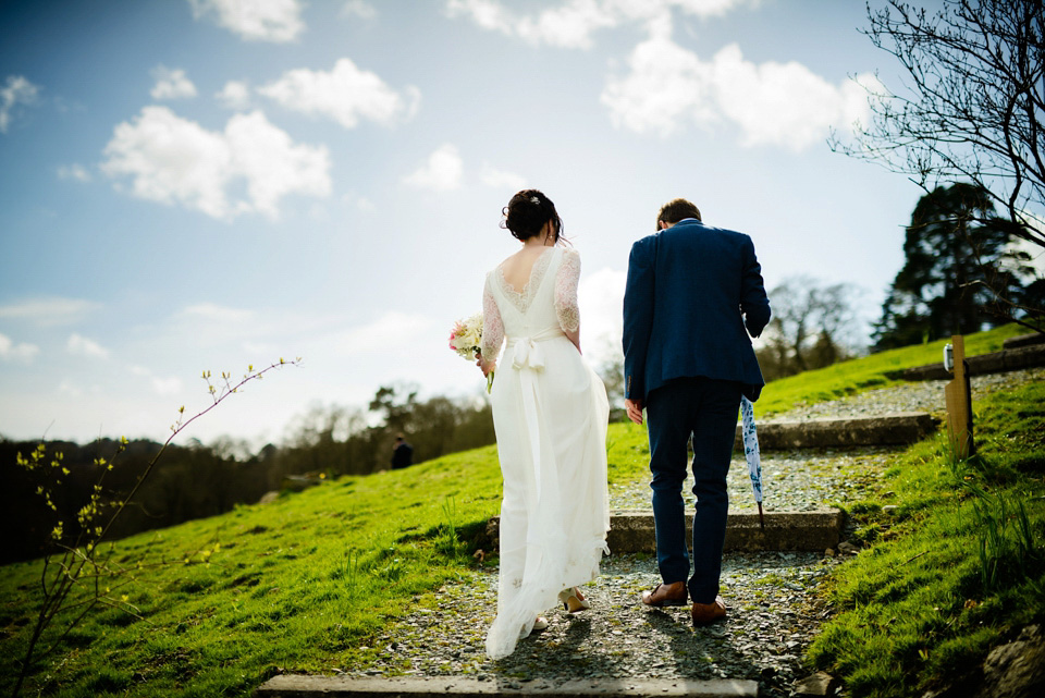 Varna Studios, Silverholme Lake District wedding venue, Charlie Brear wedding dress, bride in red lipstick, Spring weddings