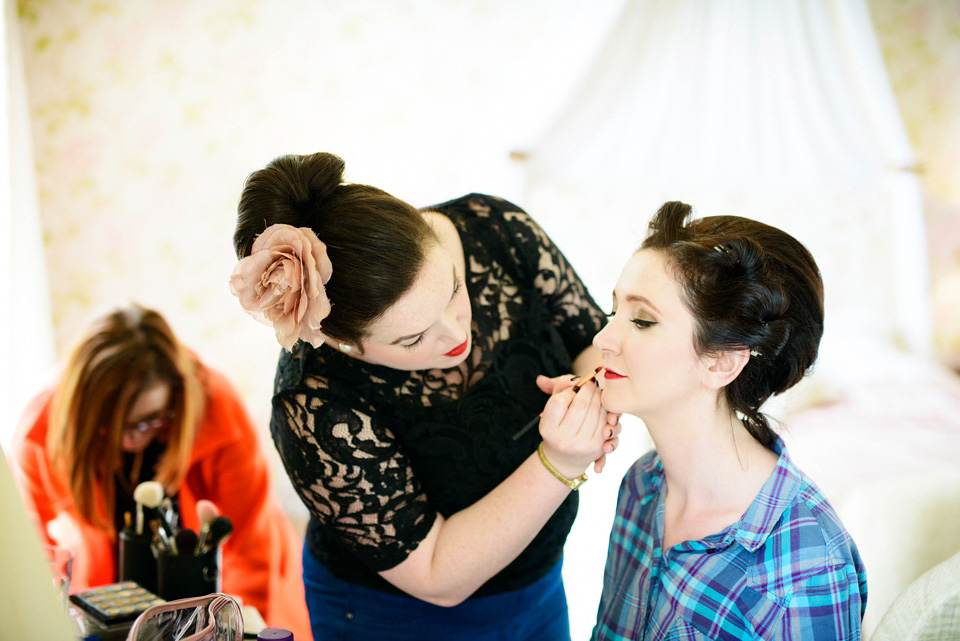 Varna Studios, Silverholme Lake District wedding venue, Charlie Brear wedding dress, bride in red lipstick, Spring weddings