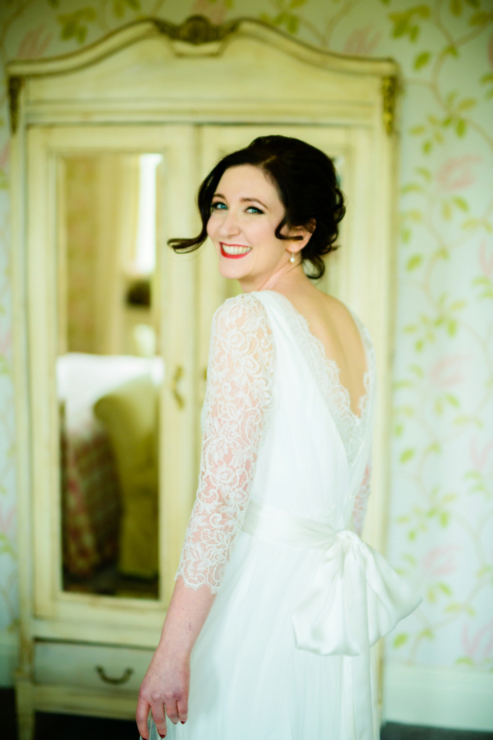 Varna Studios, Silverholme Lake District wedding venue, Charlie Brear wedding dress, bride in red lipstick, Spring weddings