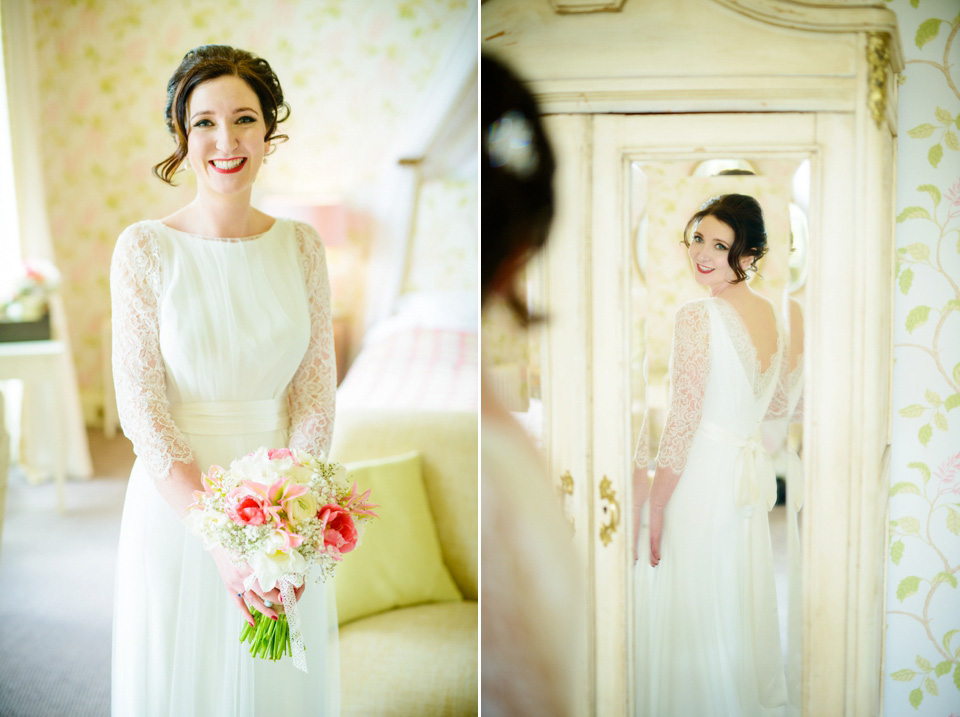 Varna Studios, Silverholme Lake District wedding venue, Charlie Brear wedding dress, bride in red lipstick, Spring weddings