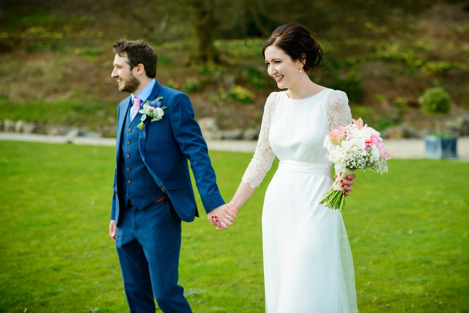 Varna Studios, Silverholme Lake District wedding venue, Charlie Brear wedding dress, bride in red lipstick, Spring weddings